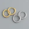 Hoopörhängen 925 Silver Needle Simple Weave Earring for Women Girls Fashion Party Wedding Jewelry E913
