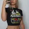 Womens tshirt slipsar färgämne kvinnor kort ärm t -skjorta grafisk bokstav tryck y2k kläder estetik skörd topp sexig vintage baby tee streetwear emo 230421