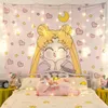 Cartoon Sailor Moon Stampato Anime Arazzo Ragazza Dormitorio Room Decor Appeso a parete Tapiz Rosa Arazzi 210608284E