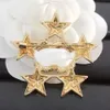 Klassiska stift broscher designer guldpläterad stjärnformkläder pin varumärke