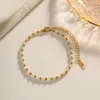 Strand 316L Stainless Steel Bead White Glass Beads Handmade Bracelet For Women Fashion Girls Wrist Jewelry Gifts