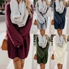 Maglioni da donna Pullover peloso Abito maglione Office Lady Vestibilità ampia Manica a lanterna Lunga oversize Soild Mini sexy