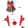 Christmas Reindeer Antlers Car Decoration Kit With Jingle Bell Elk Pendant Drop Delivery Dhlni