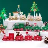 Christmas Decorations Plastic Train Ornaments Children Baking Party Decoration Home Table Xmas Year Gifts Santa Claus Crafts 231121