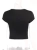 Dames T-shirt Akaily Zomer Straat Grafische Blauwe Tops Voor Vrouwen O Hals Mouwloze Print Y2K Crop Fashion Bodycon Zwarte T-shirts 230421