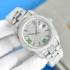 Full Diamond Watch Automatische mechanische Herrenuhr 41 mm diamantbesetzter Stahl Saphir wasserdichte Damen-Business-Uhr Luxus-Datumsanzeige Uhr Paaruhr