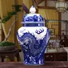 Vases Antique Chinese Dragon Classical Qing Ceramic Big Ginger Jar Blue And White Porcelain Floor Vase For Precious Gift204w