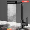 Torneiras de cozinha Torneira cascata de aço inoxidável para pulverizador de fluxo Torneira montada no misturador de água fria Torneiras de pia de lavagem 4 modos