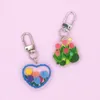 Mode Transparent tulipe fleur pendentif porte-clés pour femmes fille acrylique fleur amour coeur porte-clés porte-breloque bijoux suspendus