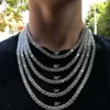 Hip -Hop -Schmuck Großhandel für Männer Kubikzirkonia aus 14 Karat Golkter Diamant Messing -Tenniskette Halskette ausgestattet