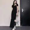 Vestidos casuais sem mangas mulheres impressão retro design elegante estilo coreano império simples verão midi vestidos elegante lazer senhoras sexy