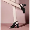 Robe chaussures mode poisson bouche sandales femmes 2023 été sexy dos creux talon épais talons hauts pour Zapatos de Mujer
