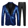 Ternos masculinos 2023 de alta qualidade (calças de terno) moda bonito casual lantejoulas vestido de casamento metal desempenho wear conjunto de duas peças