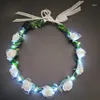 Party Decoration 10Pcs LED Flower Crowns Headbands Light Up Headband Garlands Glowing Floral Wreath For Cosplay Birthday Wedding