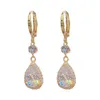 Boucles d'oreilles créoles Super Flash Zircon goutte d'eau cristal exquis titane pour les filles coeur cerceaux