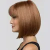 Light Brown Colored 13X4 Lace Front Human Hair Wigs 180% Short Bob Soft Natural Pre Plucked Full Wig With Baby