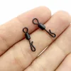 100 pezzi nero opaco rotolamento girelle a cambio rapido carpa rig corpo lungo altalena a forma di Q connettore a scatto accessori per la pesca alla carpa286W