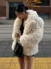 Women's Fur Faux Fur Fashion Faux Fur Coat Woman Elegant Turndown Collar Long Sleeve Short Coats Winter Solid Loose Luxury Warm Office Lady Jacket 231122