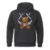 Herrtröjor En fylld björn bunden med bandage trycker mens hoody hip hop street streetwear pocket crewneck kläder fleece pullover hoodie