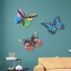 Garden Decorations 4st Metal Farterfly Wall Hanging Sculpture Artwork Miniaturas Animal Outdoor Statyes for Yard 230422