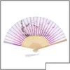 Party Favor Chinese Silk Fabric Folding Fan Women Hand Bamboo Fans Japanese Style Wedding Gift Decration Drop Delivery Home Gar Dhyty