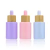 30ml Flat Shoulder Glass Essential Oil Perfume Bottles Transparent Amber Frosted 1oz Eye Dropper Bottle with Bamboo Cap Qgkog