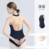 Abbigliamento da palcoscenico Body da danza classica a collo alto Donna Dolcevita Body da ginnastica Senza schienale Senza maniche Ricamo Skate Pole Dance Body Costume da bagno