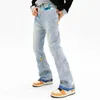 Jeans masculinos y2k moda tinta graffiti baggy rasgado flare calças de brim para homens roupas coreano casual mulheres denim calças vetements homme 231122