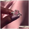 Wedding Rings Car Dvr Rings Choucong Promise Ring 925 Sterling Sier Cushion Cut 3Ct Diamond Engagement Band For Women Men Jewelry Drop Dhsyv