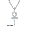 New Arrivals Best Sale Fine Jewelry Gold Plated S Sterling Sier 3Mm Moissanite Ankh Cross Pendant Necklace For Gifts