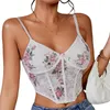 Tanks pour femmes Mode Vintage Femmes Corset Top Summer Floral Imprimer Dentelle Spaghetti Strap Bustiers Y2K Vêtements