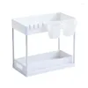 Kitchen Storage 2 Tier Under Sink Organizer Sliding Cabinet Basket Rack With Hooks Hanging Cup Bathroom