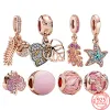 925 perles de charme accessoires fit pandora bijoux à breloques bijoux cadeau en gros nouvelle perle de couple en or rose