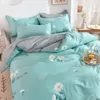 Zestawy pościeli Zestaw bawełny 3PCS Daisy Flower Wzór kołdry 2 Pillowcazy Reaktywne drukowanie barwnik bez zanikania bez szelków 16 rozmiar