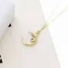Ожерелье с подвеской из желтого золота 14 карат для женщин, ювелирные украшения в форме луны в форме луны, оптовая продажа