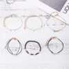 Braccialetti di collegamento Catena 6pcs Moda Boemia Crystal Star Moon Set di ciondoli in oro per le donne 2023 Vintage Chic Bracciale con perline Gioielli cavigliera