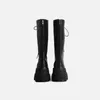 Boots MUMANI Women's Genuine Leather Knee High Boots Super High British Style Punk Zip Cross Tied Platform Riding Motorcycle Boots 231122