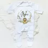 Pagliaccetti Tutina personalizzata Tutina Tutina con animali della foresta Ghirlanda Stampa Baby Custom Coming Home Outfit bron Shower Gift 231122