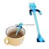 Spoons Stainless Steel Coffee Tea Long Handle Creative Mini Cat Spoon Drinking Tools Kitchen Gadget Flatware Tableware 1011 Drop Del Dhcbi