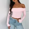 Mulheres Camisetas Gaono Elegante Mulheres Alças Crop Tops Manga Longa Slim Fit Tees Vintage Y2K Fairycore Backless Camisa Streetwear