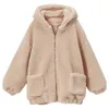 Fourrure Femme Manteau chaud fausse veste à capuche grand pardessus hiver épais polaire vestes Femme manteaux Manteau Femme