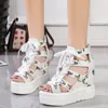 Sandaler Mujer trycker Leisure Wedges Women's Shoes 2023 Summer Women Platform Shoelaces High Heels Casual Zip Woman