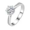 Moissanite Sterling Sier Engagement Wedding Ring Kvinnlig lämplig för Banket Party Offic