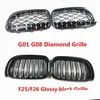 Grilles 2 PCS Car Tyling F25 F26 Black ABS Front Coat Double Slat Grille Grills for G01 G08 X3 Diamond Racing Drop