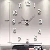 Décoration de la maison grand nombre miroir horloge murale Design moderne grande montre 3D cadeaux uniques 2633