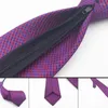 Bow Ties 8cm män slips för bröllopsfest blixtlås lat cravat jacquard tillbehör dagligen slit randig brudgum