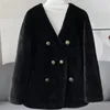 Manteau d'imitation de vison pour femmes, veste d'automne et d'hiver 2023, blanc, coréen, chaud, respectueux de l'environnement, haut en peluche pour femmes, noir T