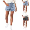 Shorts pour femmes Jean pantalons pour femmes Denim taille haute côté Zip tuyau droit décontracté réglable femmes chapeau