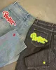 Män s jeans skyddar y2k hip hop cross stjärna tryck gotiska retro baggy blå svarta män denim byxor punk raka byxor streetwear 231122