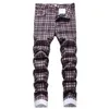 Herren Jeans Mcikkny Herrenmode Plaid Bedruckte Freizeithose Klassische Stretch Streetwear Denim Plus Größe 28-42 Hip HopMänner